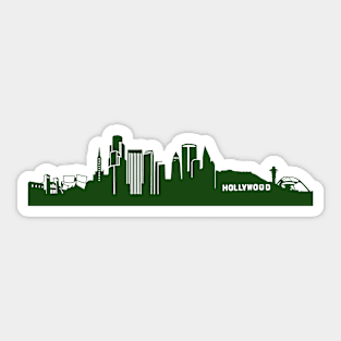 LOS ANGELES skyline in forest green Sticker